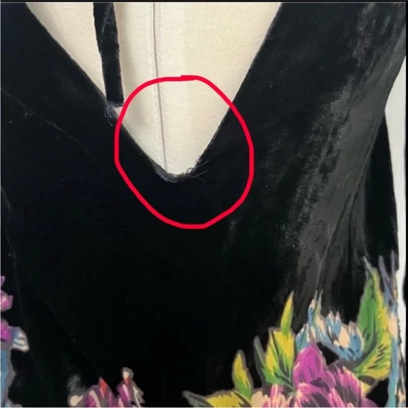 Free People Velvet Black Floral Design Long Sleeve Mini Dress Size XS - Picture 11 of 13